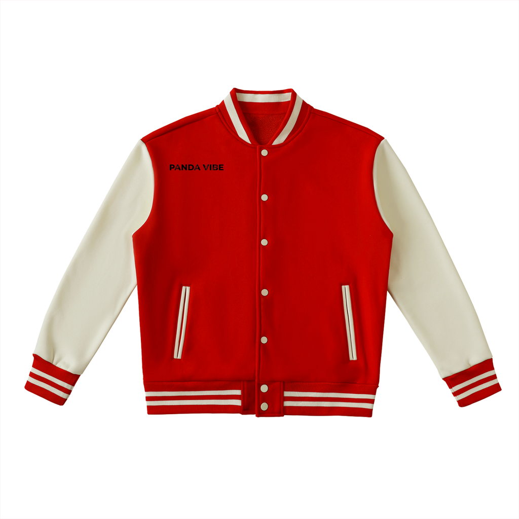 Two-Tone Fleeced* Panda Vibe Varsity Jacket