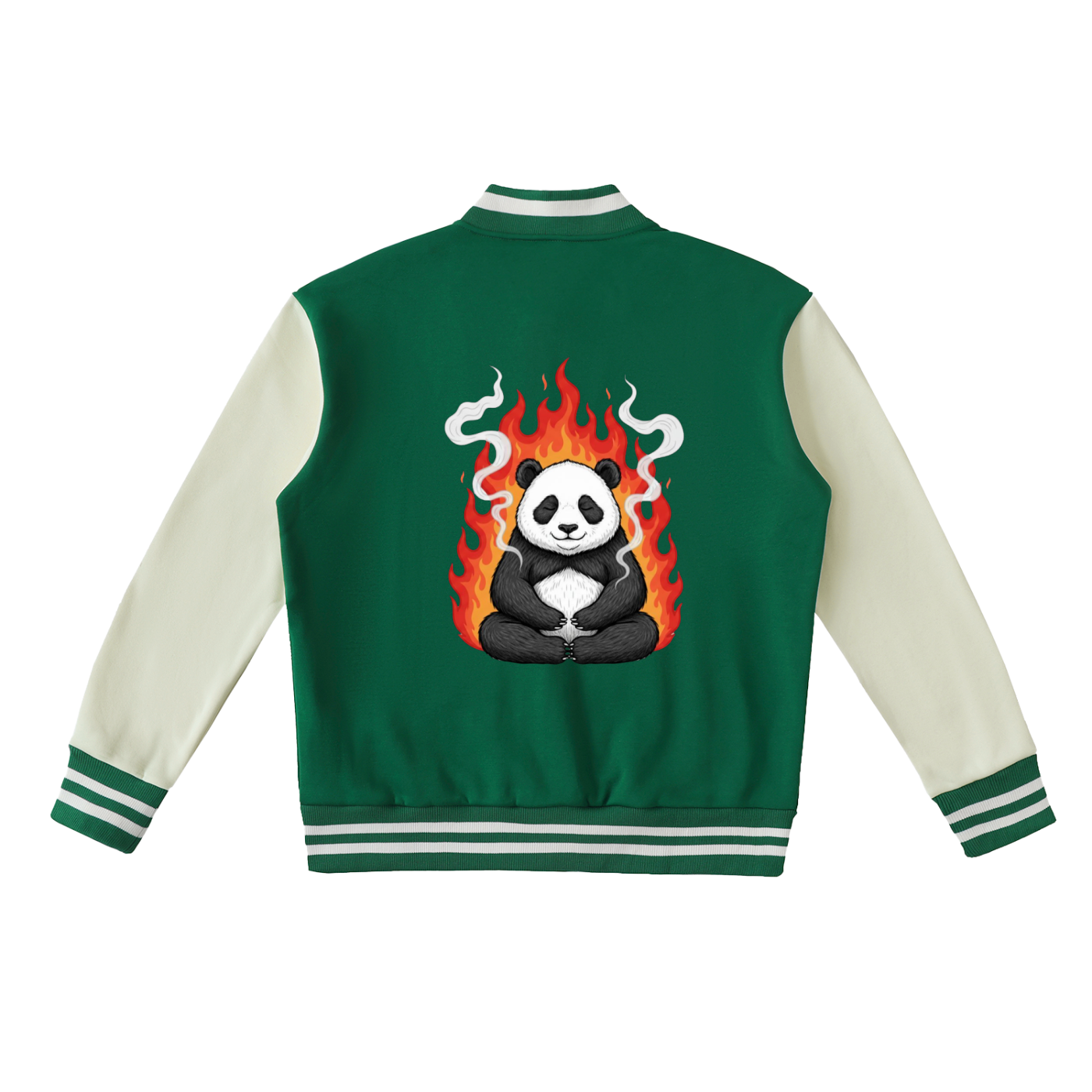 Two-Tone Fleeced* Panda Vibe Varsity Jacket