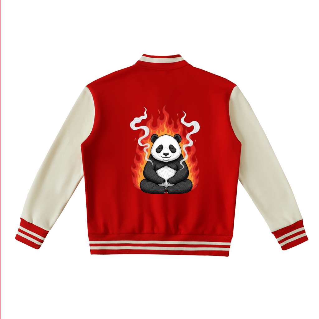 Two-Tone Fleeced* Panda Vibe Varsity Jacket