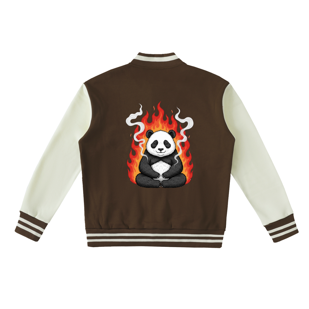 Two-Tone Fleeced* Panda Vibe Varsity Jacket